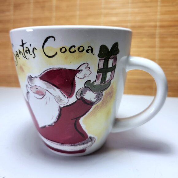 Eddie Bauer Coffee Cup Mug Christmas Large 16 oz Santas Cocoa Ceramic 4.5" Tall - Picture 3 of 9